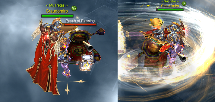 Combate com Pouch of Blessing